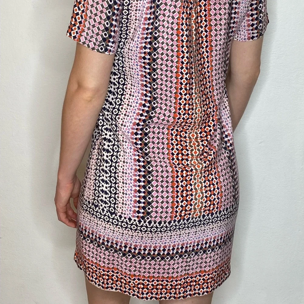 J. Crew Pink and Orange Geometric Short Sleeve Tunic